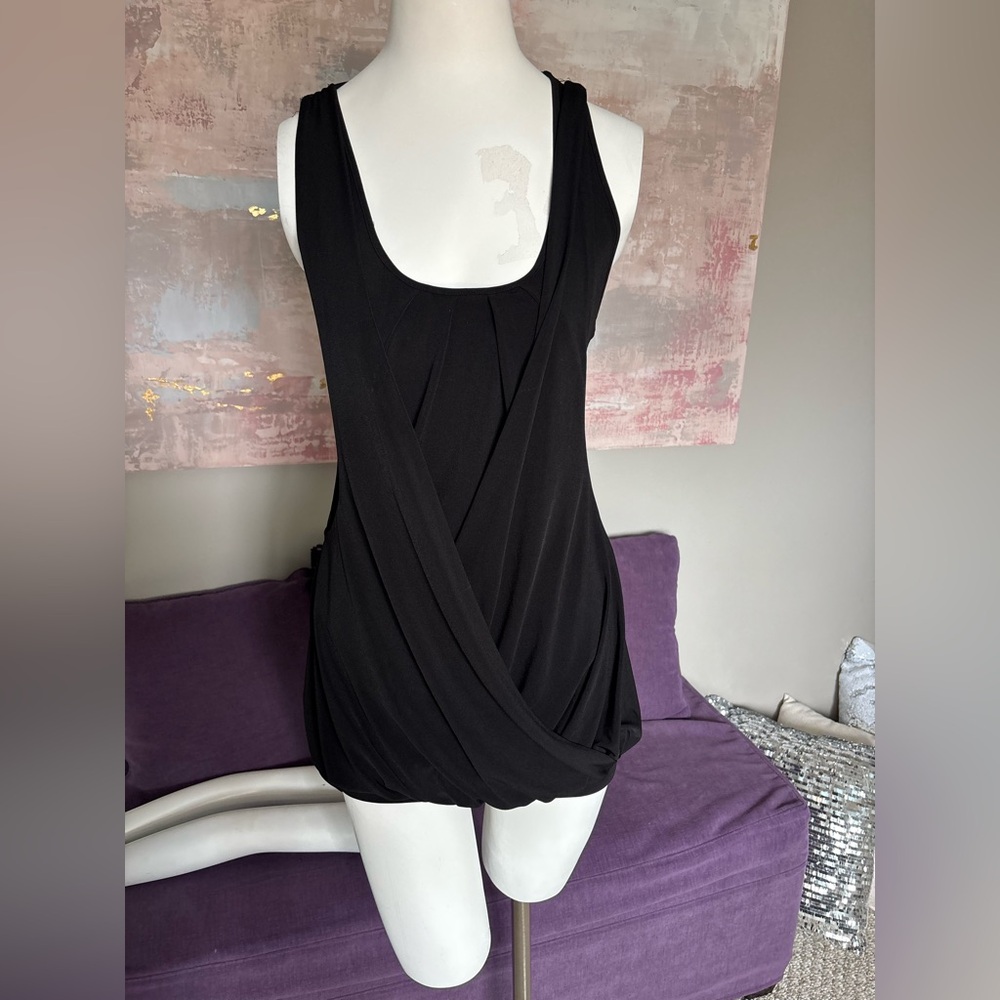 Vintage Marciano Elegant Black Draped Layered Tank with Racer Back M‎